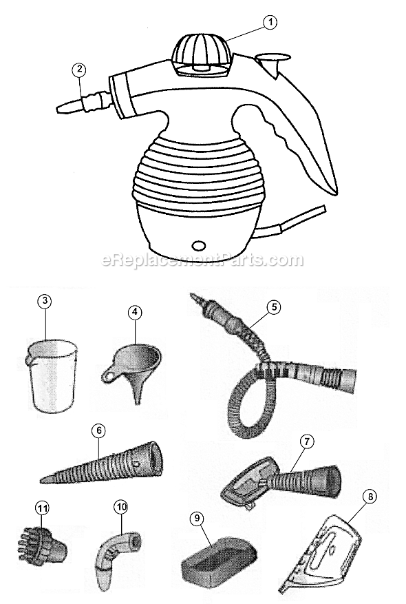 Page A Diagram and Parts List for PD20025  Dirt Devil Steamer